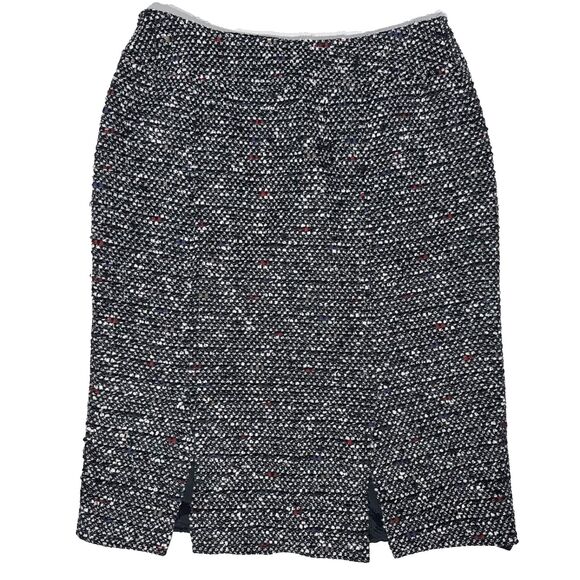 Lafayette 148 New York Black Wool Blend Tweed Style Pencil Skirt Women's Size 4 - Picture 2 of 11